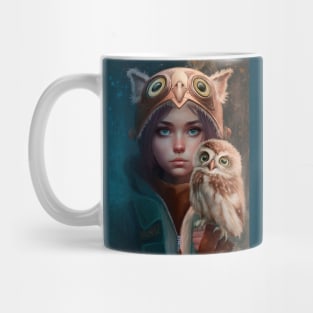 Adventure girl and owl Mug